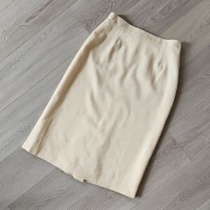 Vintage Mister Leonard Ivory Pure Wool Midi Skirt, Vtg‎ Sz 10, Modern Small